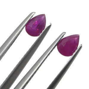 0.81ct Pair Pear Red Ruby from Burma, Mong Hsu