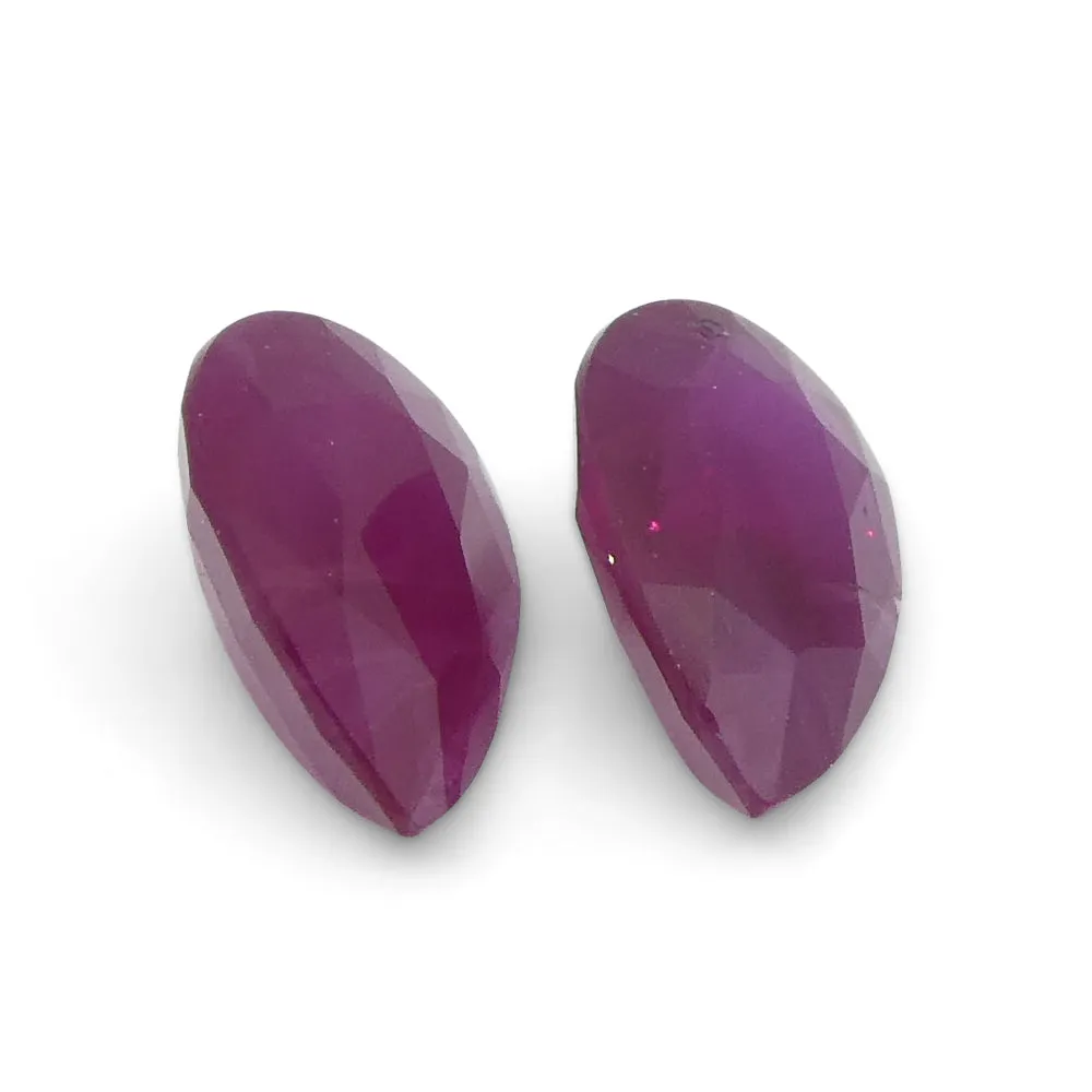 0.81ct Pair Pear Red Ruby from Burma, Mong Hsu