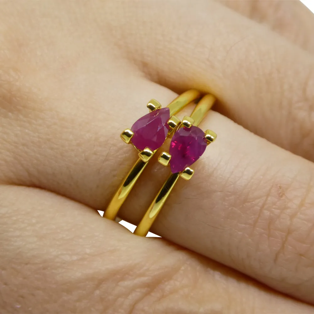 0.81ct Pair Pear Red Ruby from Burma, Mong Hsu