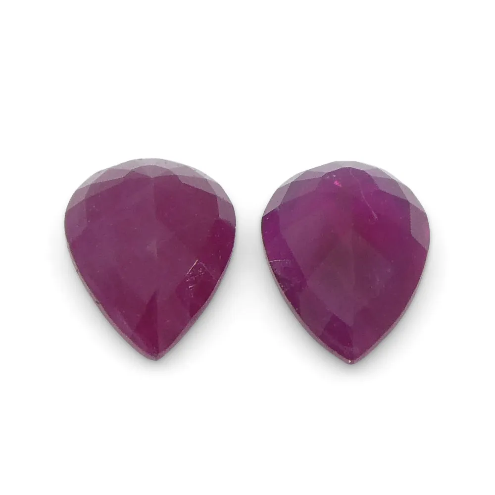 0.81ct Pair Pear Red Ruby from Burma, Mong Hsu