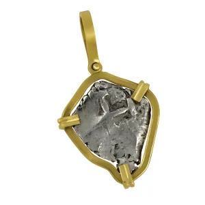 1 Reale PH V 3.0G Spanish Fleet Coin with 14k Yellow Gold Bezel Pendant