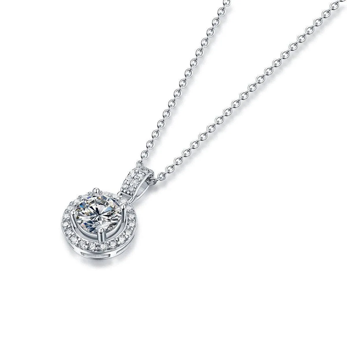 1.0 Ct Diamond Halo Pendant Necklace