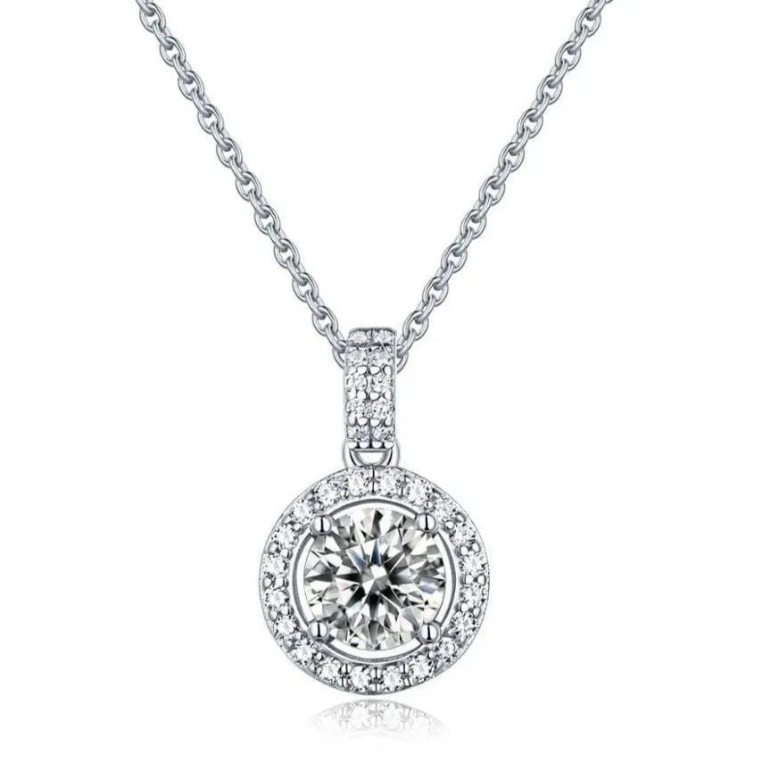 1.0 Ct Diamond Halo Pendant Necklace