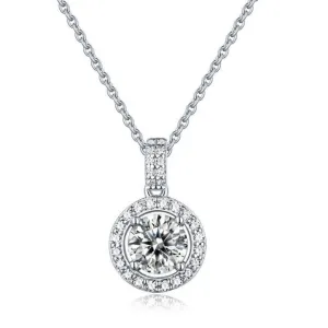 1.0 Ct Diamond Halo Pendant Necklace