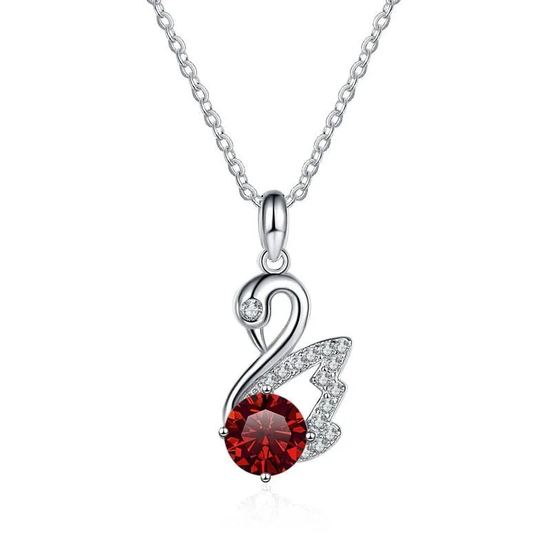 1.0 Ct Round Cut Diamond Swan Necklace
