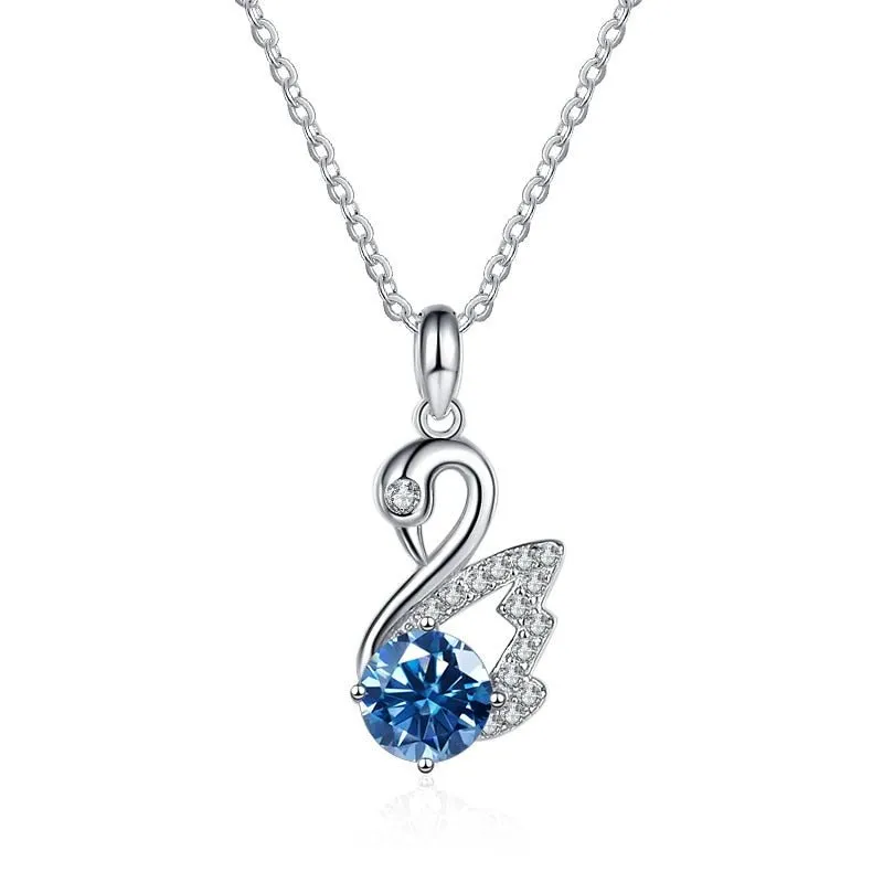 1.0 Ct Round Cut Diamond Swan Necklace