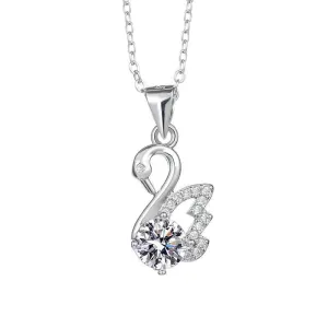 1.0 Ct Round Cut Diamond Swan Necklace