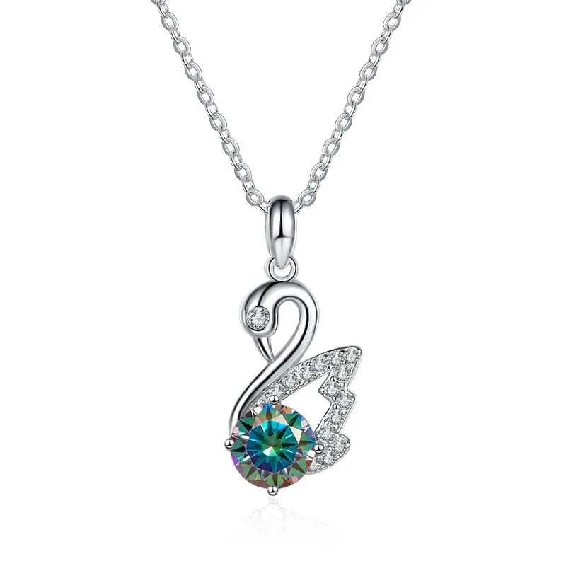 1.0 Ct Round Cut Diamond Swan Necklace