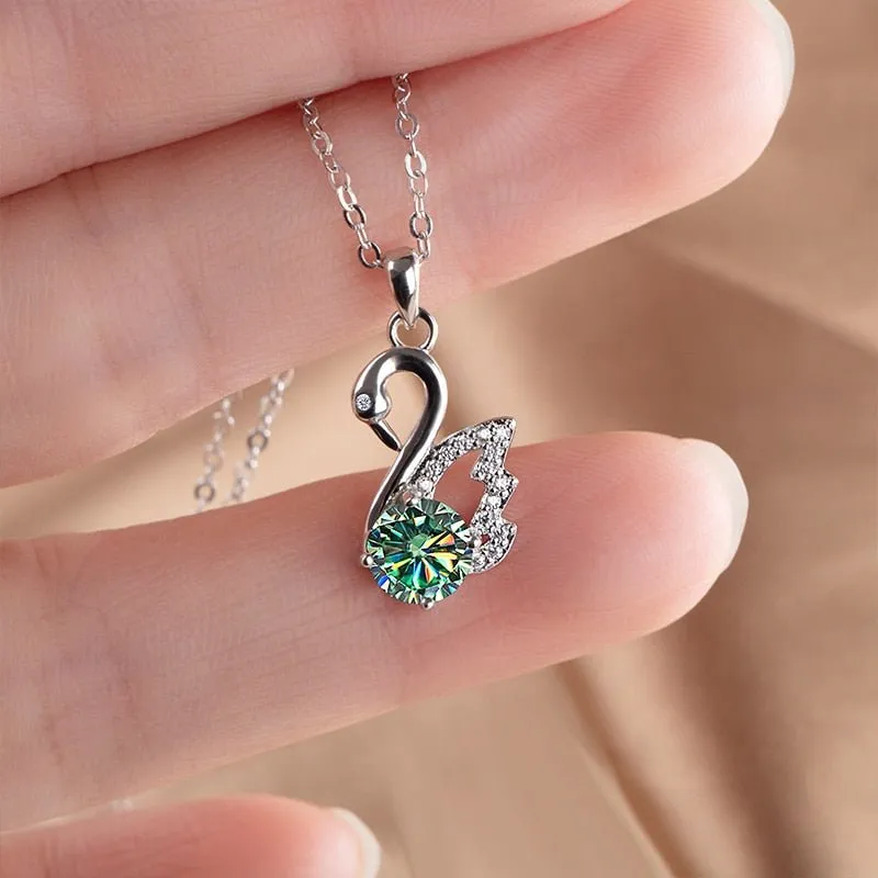 1.0 Ct Round Cut Diamond Swan Necklace