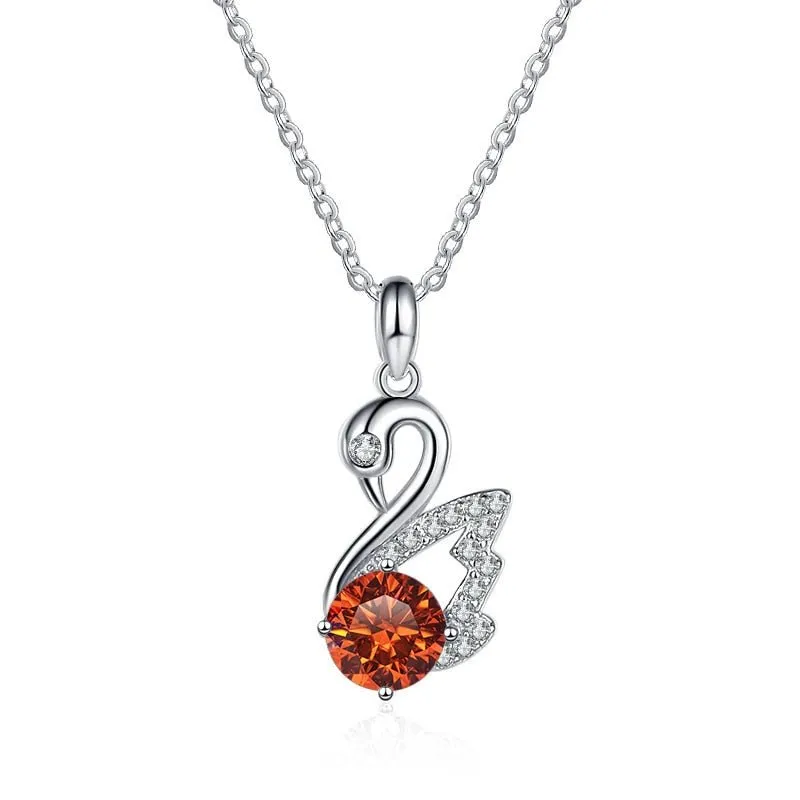 1.0 Ct Round Cut Diamond Swan Necklace