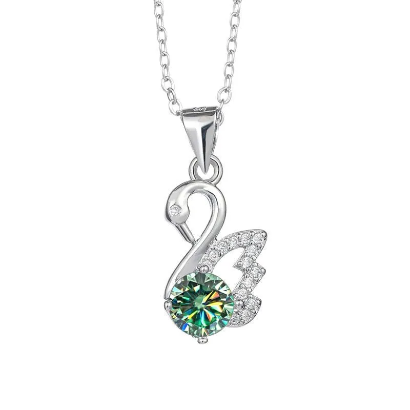 1.0 Ct Round Cut Diamond Swan Necklace