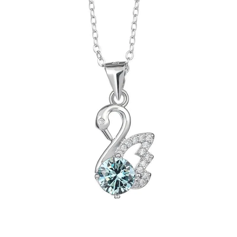 1.0 Ct Round Cut Diamond Swan Necklace