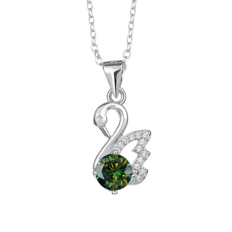 1.0 Ct Round Cut Diamond Swan Necklace