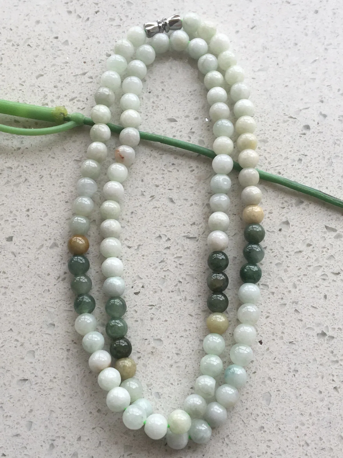 10% OFF- 20in/508mm Certified Natural 3 Color Jadeite Emerald A*Jade Handcarved Beads Bracelet-Necklace 0253
