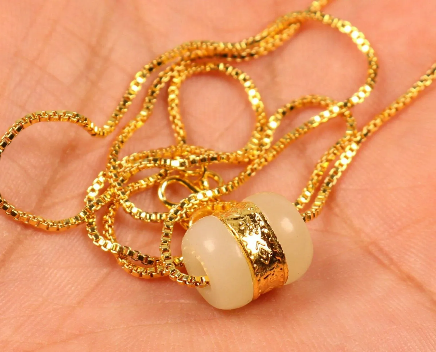 10% OFF- 9999 24k Gold Cert'd Natural A Hetian Nephrite Jade HandCarved Pendant Passepartout
