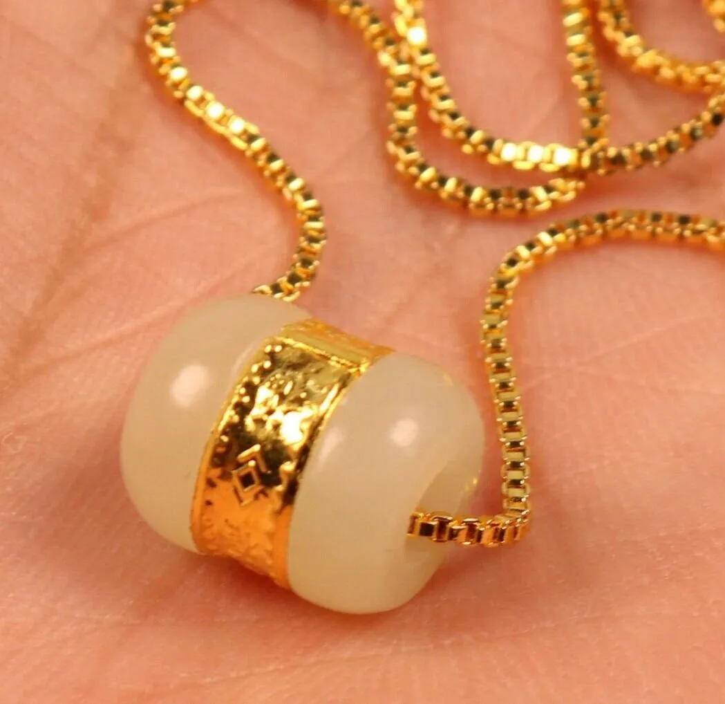 10% OFF- 9999 24k Gold Cert'd Natural A Hetian Nephrite Jade HandCarved Pendant Passepartout