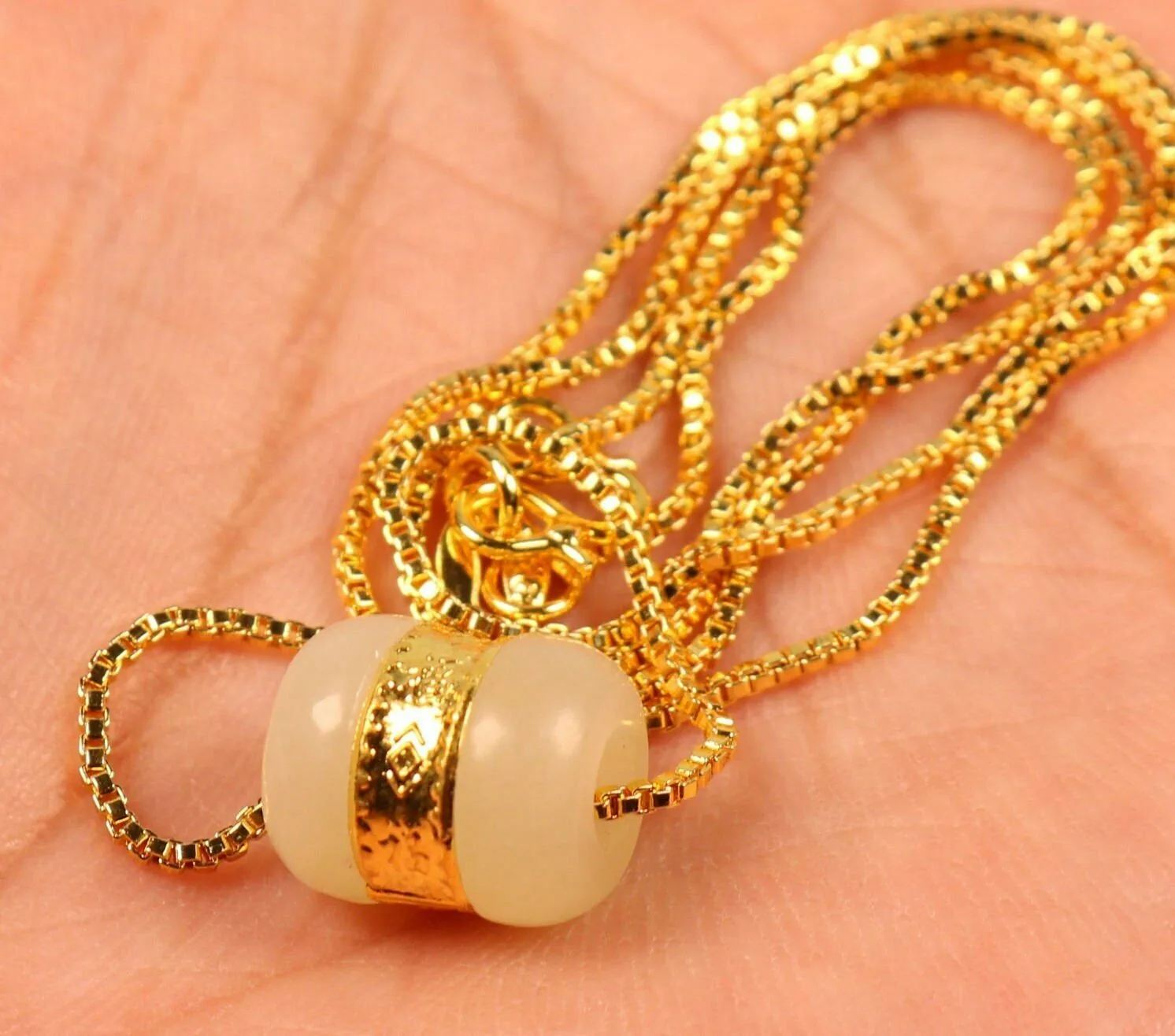 10% OFF- 9999 24k Gold Cert'd Natural A Hetian Nephrite Jade HandCarved Pendant Passepartout