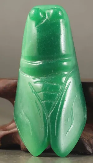 10% OFF- A Pair Certified Natural Jadeite Emerald Jade Cicada 一鸣惊人 Pendants《Grade A》(2 PCS)