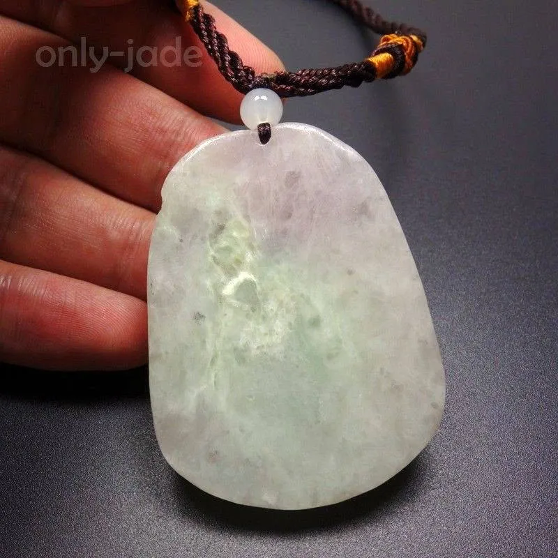 10% OFF- Certified Natural 3-Color Icy Jadeite Emerald Jade Tablet Ruyi Flower Pendant 《Grade A》5606