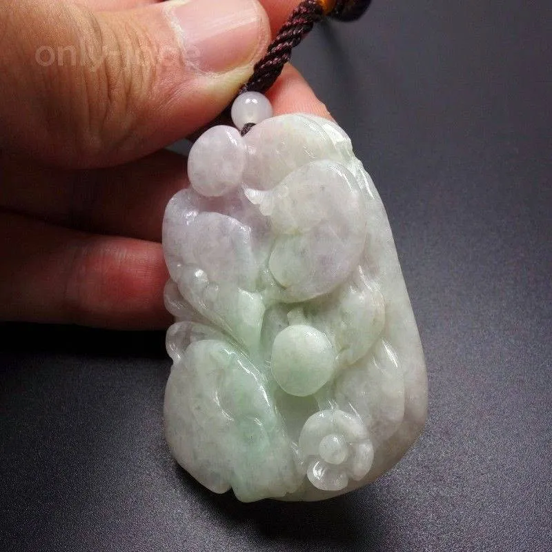 10% OFF- Certified Natural 3-Color Icy Jadeite Emerald Jade Tablet Ruyi Flower Pendant 《Grade A》5606