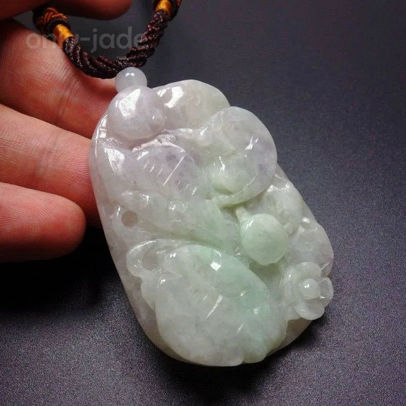 10% OFF- Certified Natural 3-Color Icy Jadeite Emerald Jade Tablet Ruyi Flower Pendant 《Grade A》5606