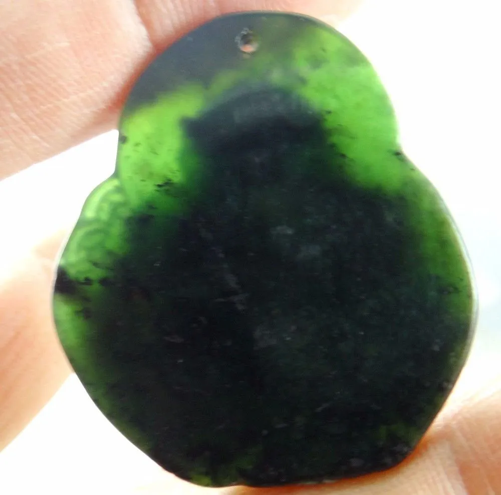 10% OFF- Certified Natural Black-Green Emerald A*Jade HandCarved Buddha Pendant N1125