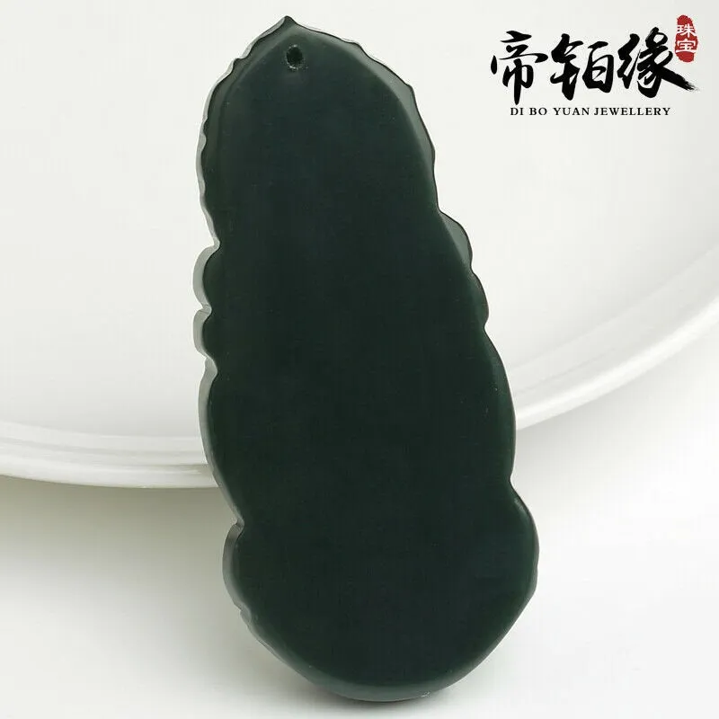 10% OFF- Certified Natural Emerald A*Jade Handcarved Ping An Guanyin Tian Yuqing Jade Pendant