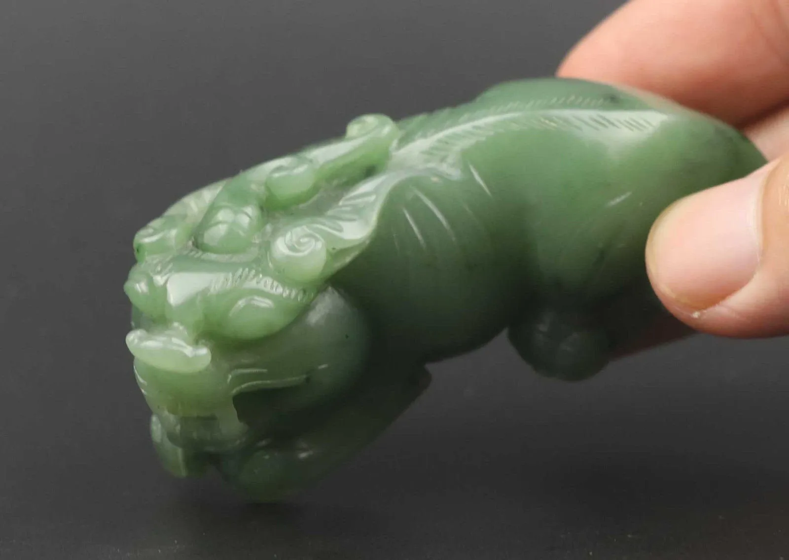10% OFF- Certified Natural Green Emerald A*Jade HandCarved Dragon-Pixiu Pendant NO.D574