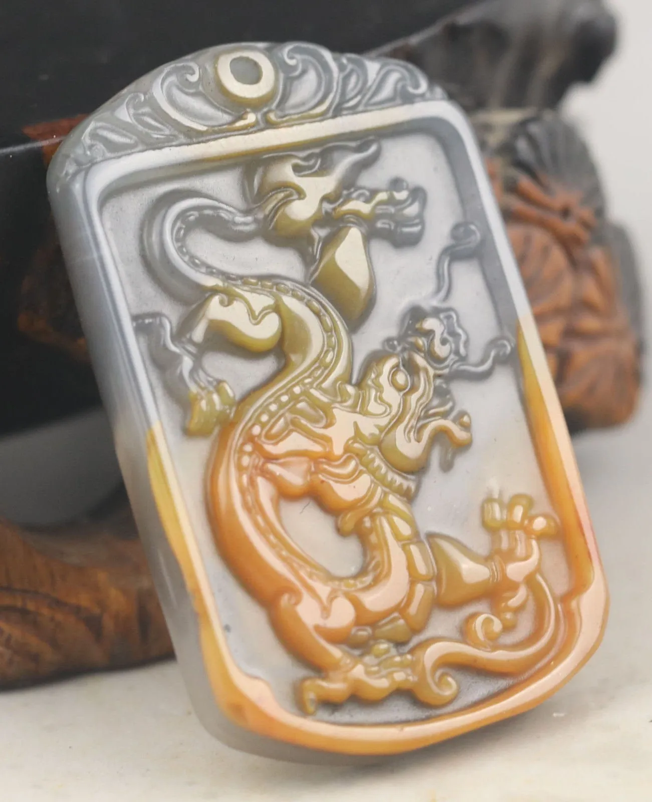 10% OFF- Certified Natural Huanglong Jade HandCarved Dragon Pendant NO.G019