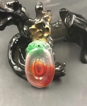 10% OFF- Certified Natural Ice Jadeite Emerald Jade Dragon Pearl Pendant《Grade A》3192