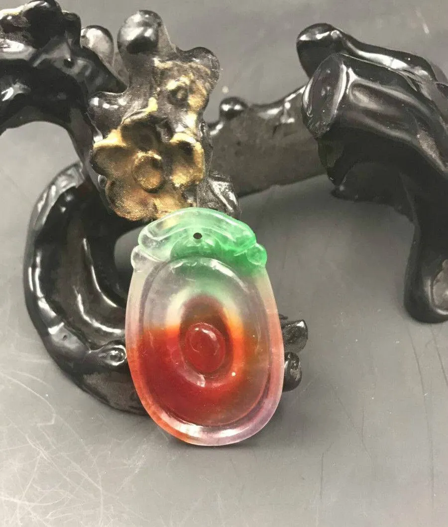 10% OFF- Certified Natural Ice Jadeite Emerald Jade Dragon Pearl Pendant《Grade A》3192