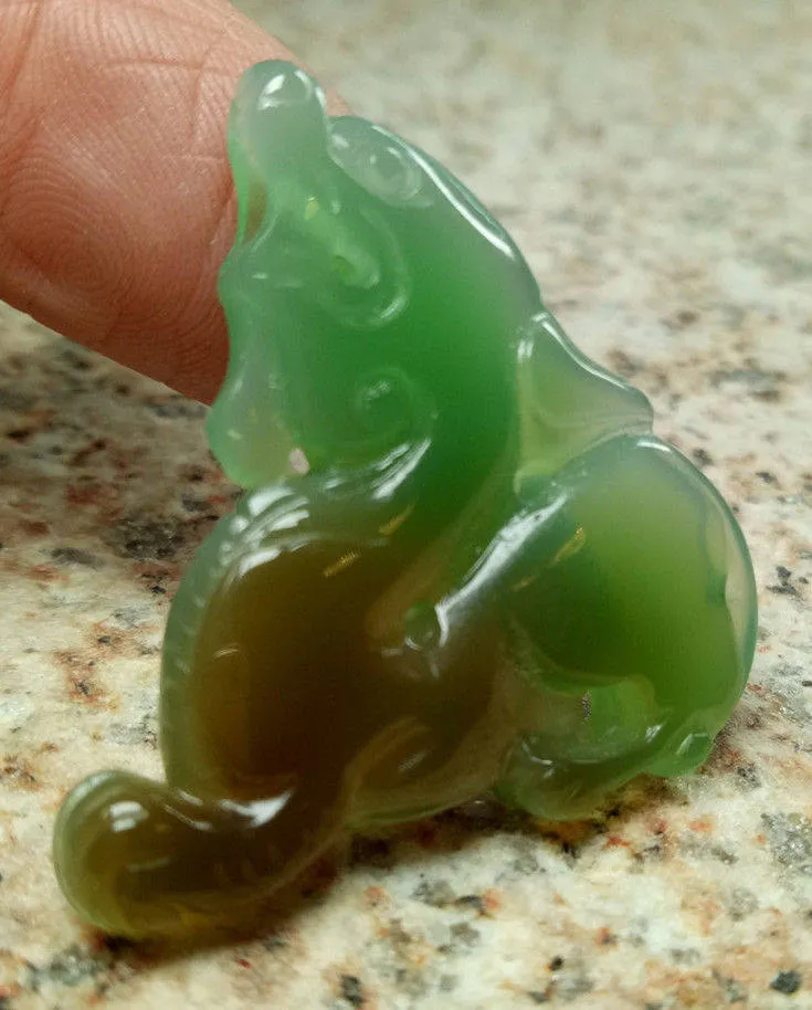 10% OFF- Certified Natural Ice Jadeite Emerald Jade Dragon-Pixiu Pendant《Grade A》1132