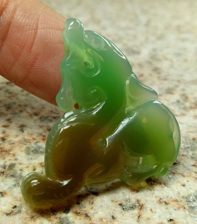 10% OFF- Certified Natural Ice Jadeite Emerald Jade Dragon-Pixiu Pendant《Grade A》1132