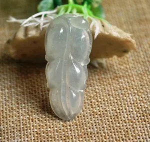 10% OFF- Certified Natural Ice Jadeite Emerald Jade Leaf Pendant《Grade A》3735
