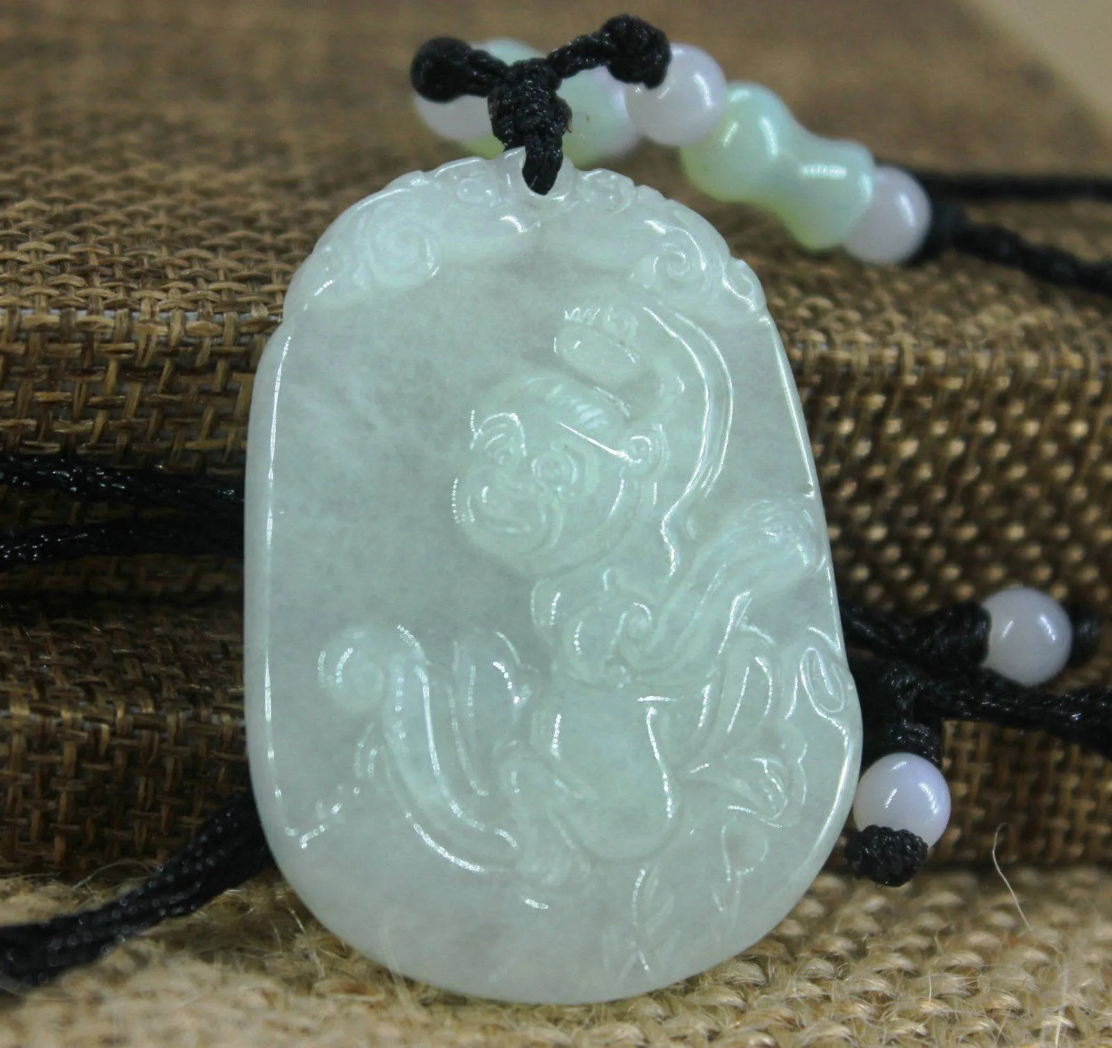 10% OFF- Certified Natural Ice Jadeite Emerald Jade Monkey Pendant《Grade A》