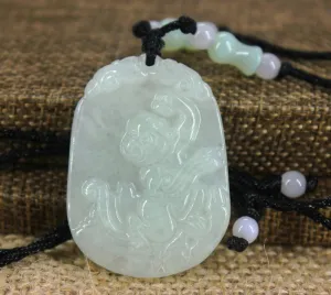 10% OFF- Certified Natural Ice Jadeite Emerald Jade Monkey Pendant《Grade A》