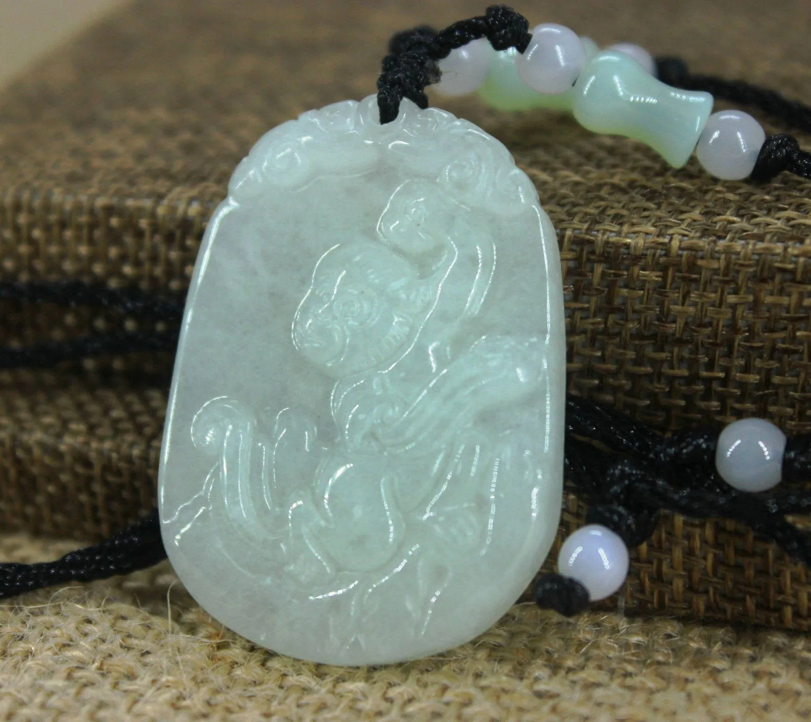 10% OFF- Certified Natural Ice Jadeite Emerald Jade Monkey Pendant《Grade A》