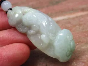 10% OFF- Certified Natural Ice Jadeite Emerald Jade Tablet Translucent Dragon-Pixiu Pendant 《Grade A》
