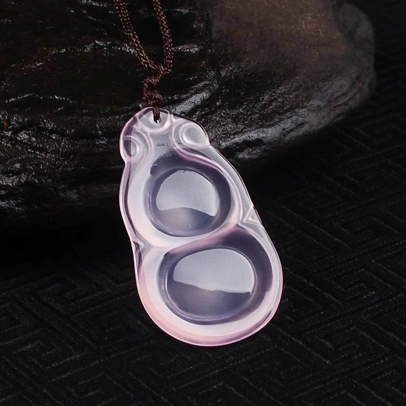 10% OFF- Certified Natural Ice Pink Emerald Jade Handcarved Gourd Pendant A19402018