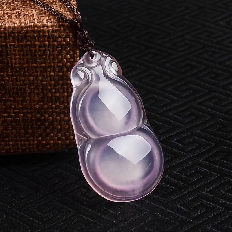 10% OFF- Certified Natural Ice Pink Emerald Jade Handcarved Gourd Pendant A19402018