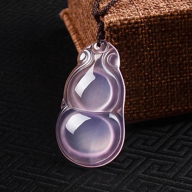 10% OFF- Certified Natural Ice Pink Emerald Jade Handcarved Gourd Pendant A19402018