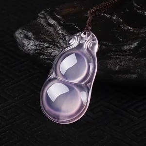 10% OFF- Certified Natural Ice Pink Emerald Jade Handcarved Gourd Pendant A19402018