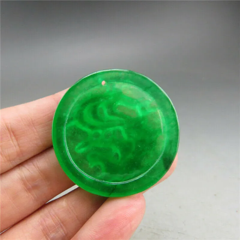 10% OFF- Certified Natural Icy Green Jadeite Emerald A Jade HandCarved Beautiful Phoenix Pendant A3