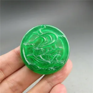 10% OFF- Certified Natural Icy Green Jadeite Emerald A Jade HandCarved Beautiful Phoenix Pendant A3