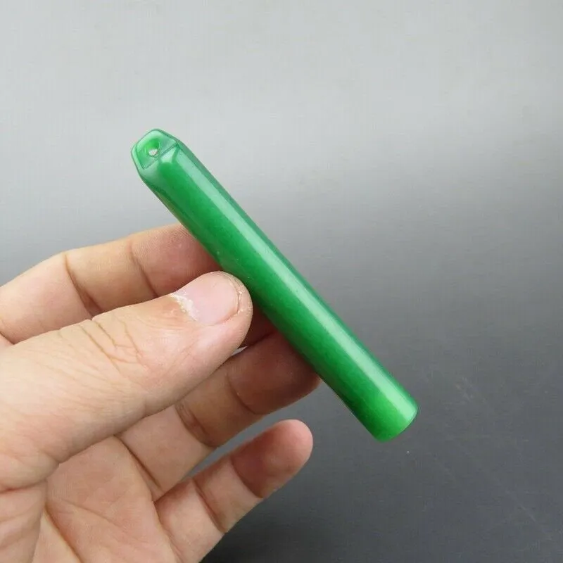 10% OFF- Certified Natural Icy Green Jadeite Emerald A Jade HandCarved Fluid Pipe Pendant A81