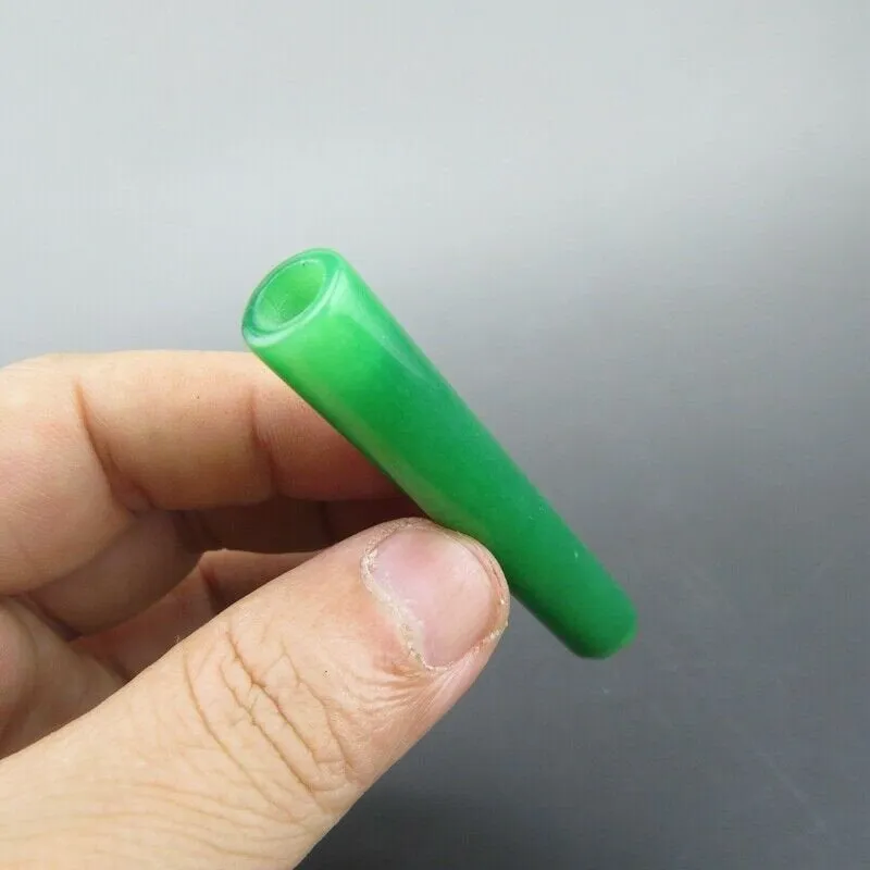 10% OFF- Certified Natural Icy Green Jadeite Emerald A Jade HandCarved Fluid Pipe Pendant A81