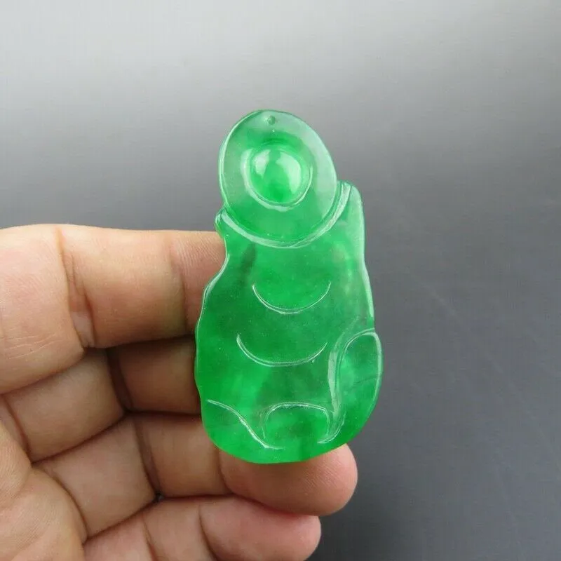 10% OFF- Certified Natural Icy Green Jadeite Emerald A Jade HandCarved Goddess of Mercy Pendant A212