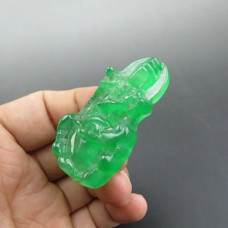 10% OFF- Certified Natural Icy Green Jadeite Emerald A Jade HandCarved Goddess of Mercy Pendant A212