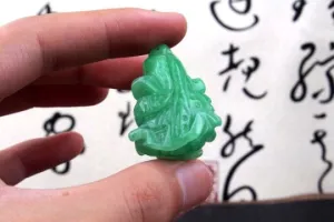 10% OFF- Certified Natural Icy Green Jadeite Emerald A Jade Handcarved Tablet Lucky Cabbage Pendant A0453