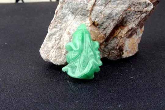10% OFF- Certified Natural Icy Green Jadeite Emerald A Jade Handcarved Tablet Lucky Cabbage Pendant A0453